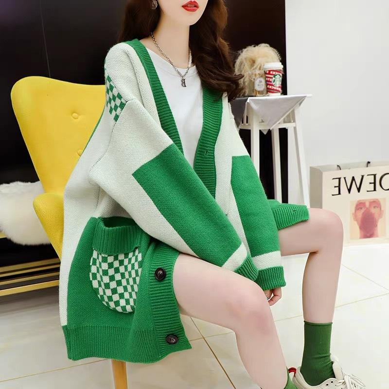 

Кардиган, свитер, весна и осень, новинка, популярный ретро, ​​корейский свободный вязаный кардиган, красный свитер, пальто One Size