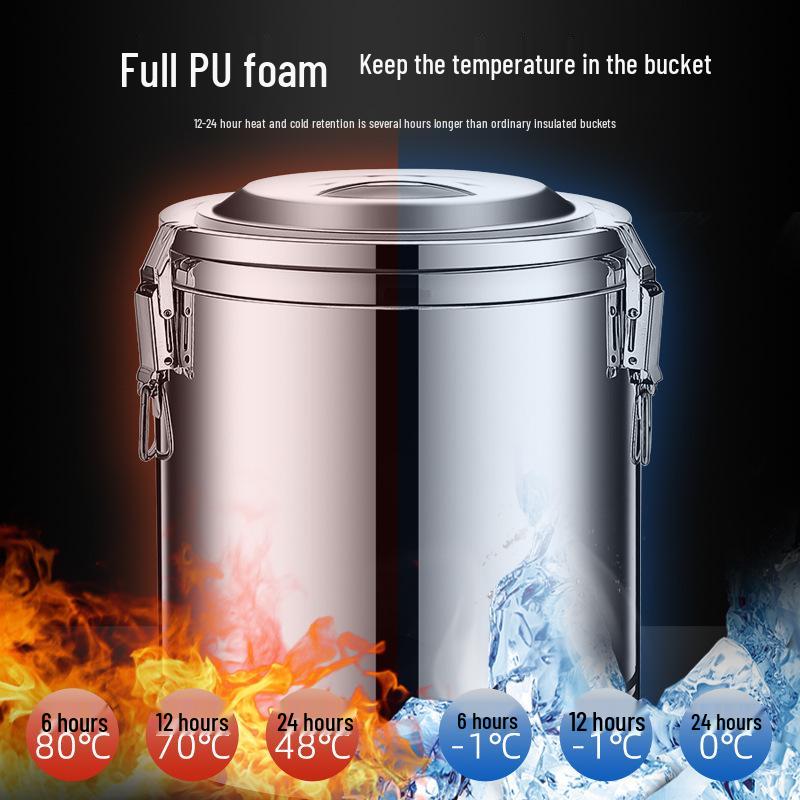 Large Capacity Stainless Steel Insulated Bucket for Porridge, Rice, Tea, and Hot Water