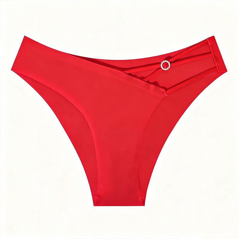 

1PC Underwear Breathable Triangle Panties Daily Wear Low-rise Comfortable Hand Washable Bikini Black/Red M