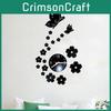 Premium 3d Mirror Butterfly Flower Clock Wall Sticker With Removable Design