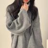 Winter Casual Stricken Langarm Einfarbig Baggy Pullover Koreanische Mode Frauen Chic Rollkragen Warm Sexy Pullover