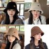 Knit Fisherman Hat For Women Winter Warm Plush Bucket Cap With Face Slimming Design