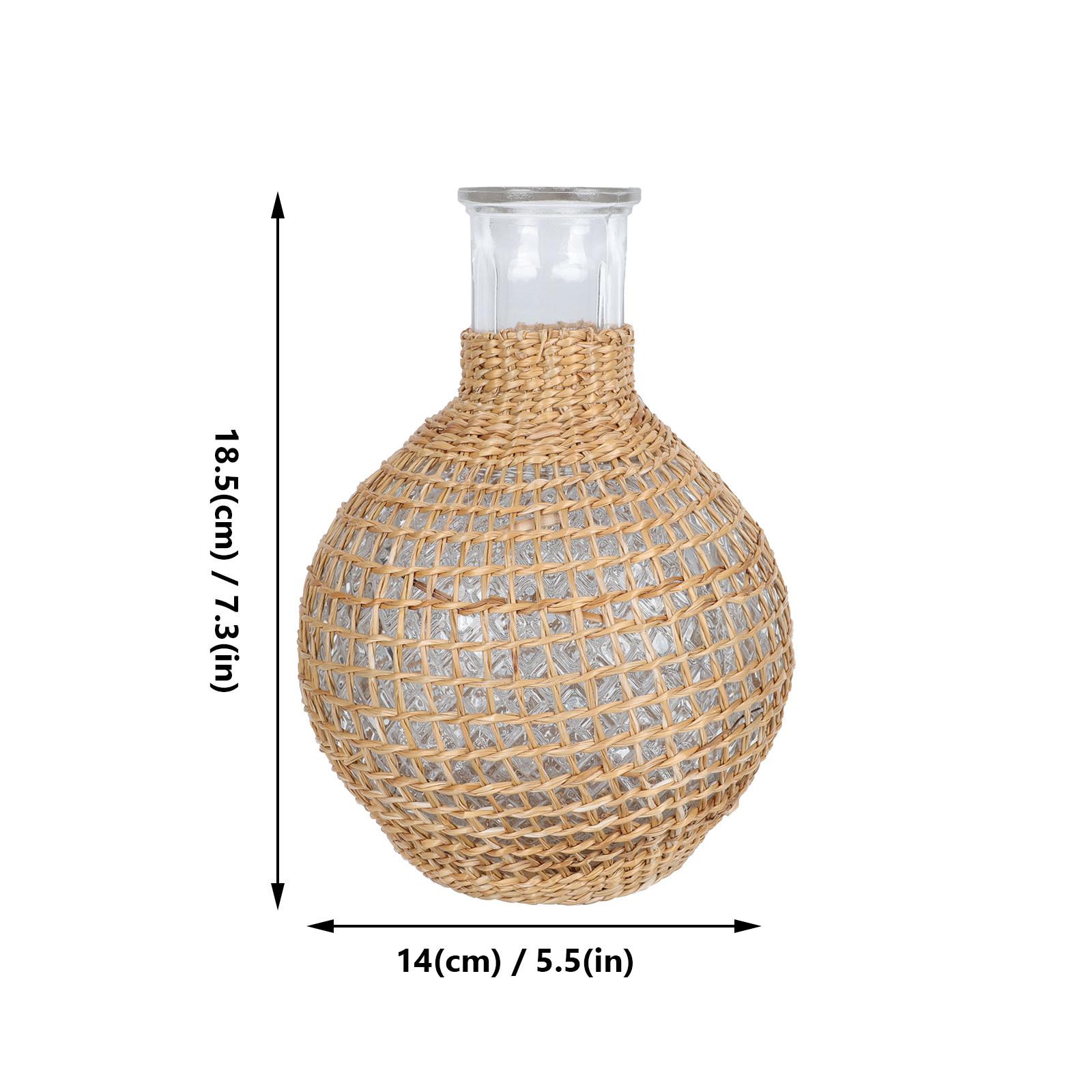 1Pcs Premium Rattan Glass Flower Bottle Elegant Floral Arrangement Vase Decorative Vase for Living Room Bedroom коричневый