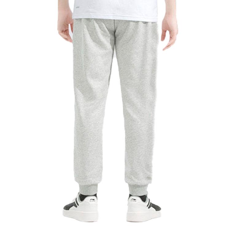 Li Ning Logo Embroidered Training Running Tapered Knit Sports Pants Men bottoms Flower-Gray Coin-Gray AKLT995-2