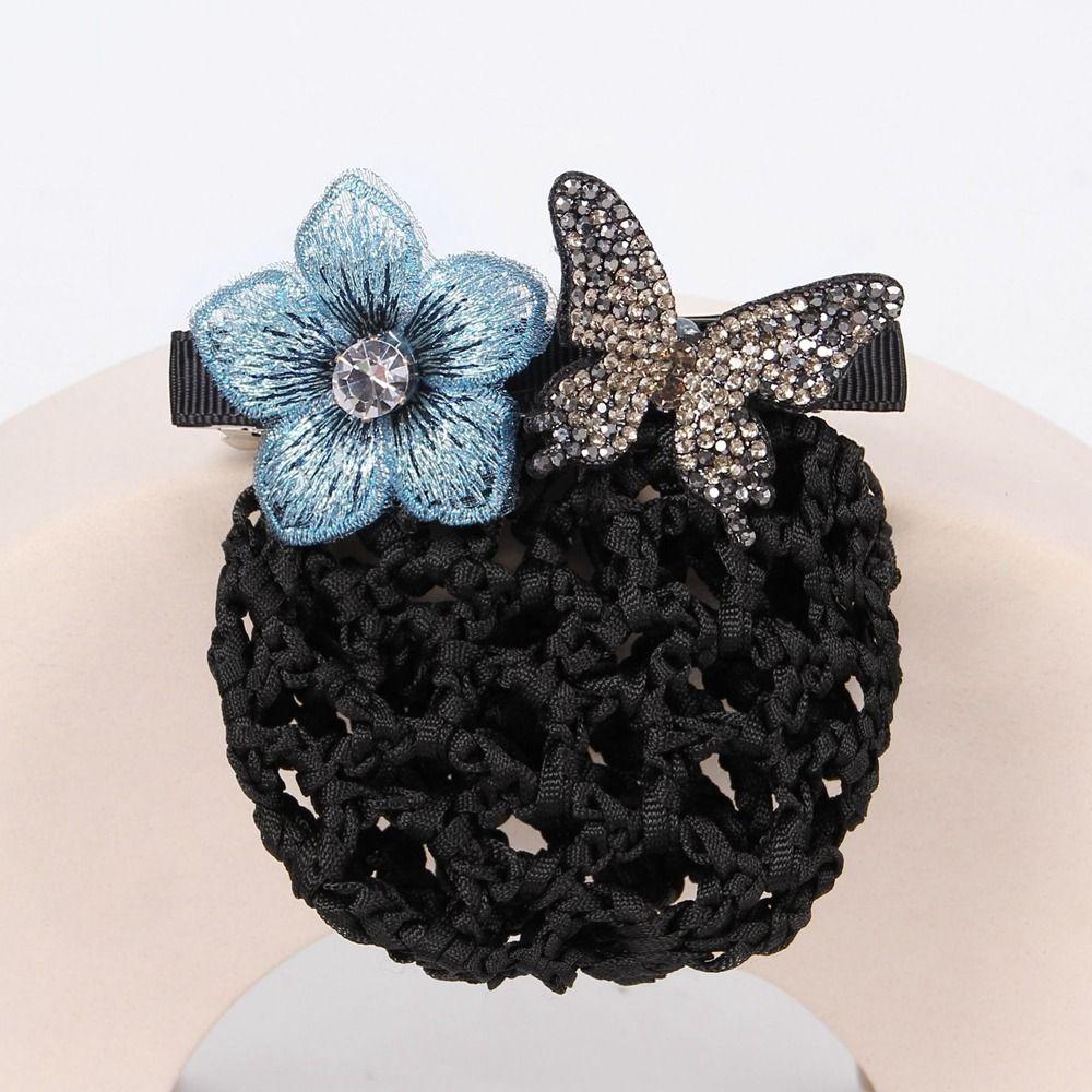 Mesh Rhinestone Women Spring Clips Korean Bun Snood Hairgrips Cover Net Professional Headdress