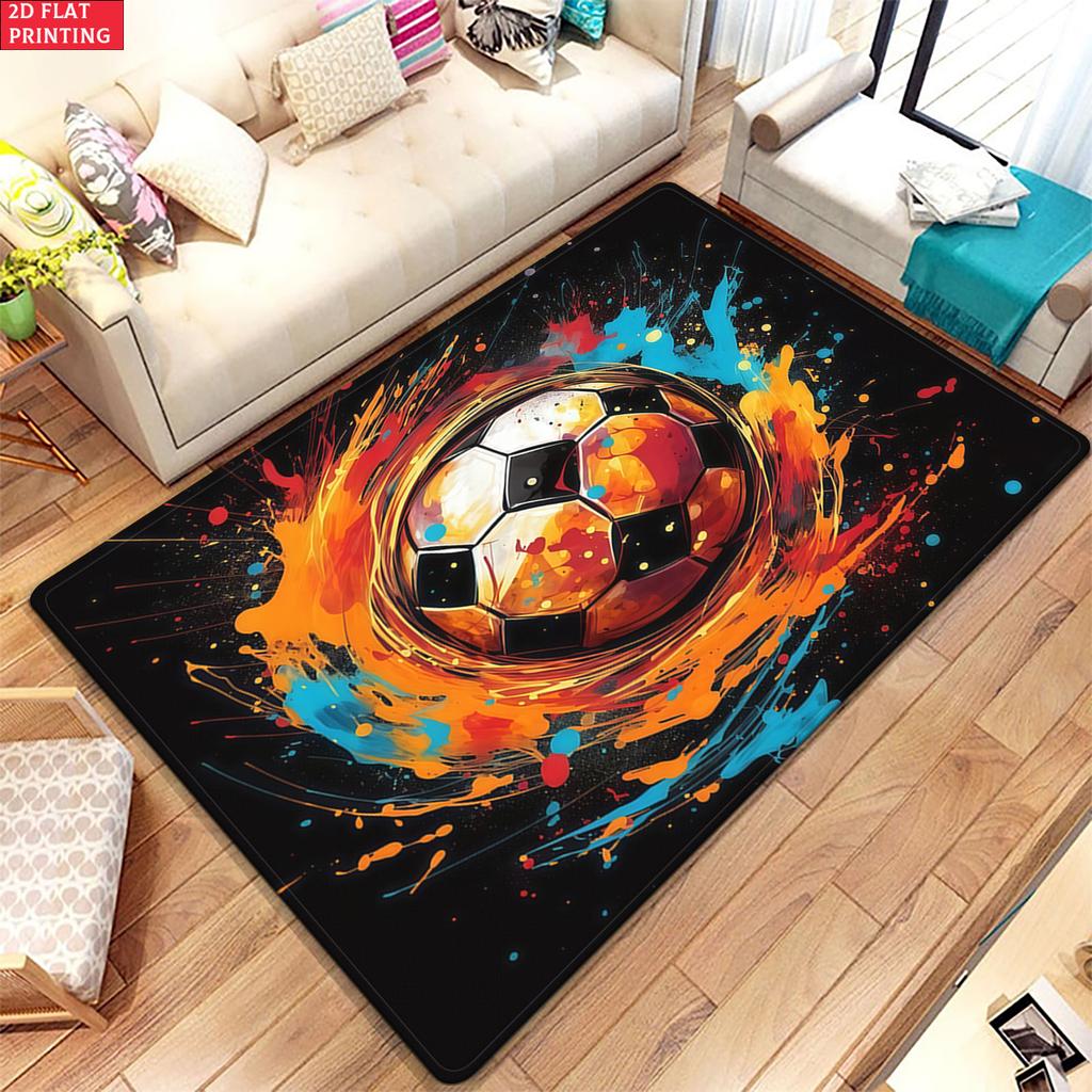 Soccer Star Swirl  Large Room Carpet Non Slip Cartoon Kids Bedroom Living Room Floor Mat Home Decor Children's Play Carpet