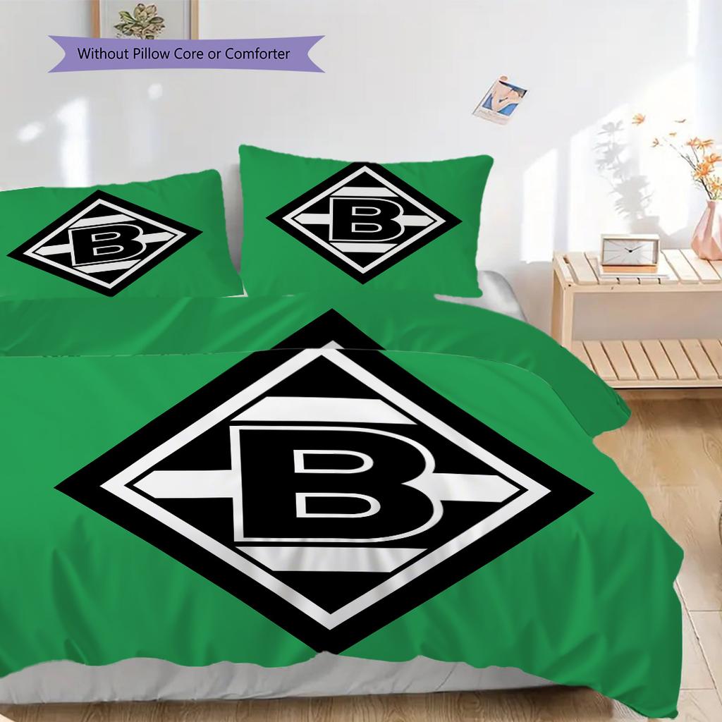 Borussia Vzor Povlečení Sada Prošívaných Dek Quilt Cover Povlak na Polštář Domácí Dekorace Dárek k Narozeninám (1 * povlak na peřinu + 2 * povlak na polštář, bez jádra)