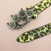 Women's Men's Oversized Belt Leopard Print Rhinestones Embellished Rivets Accent Western Girdle for Hip Hop Event