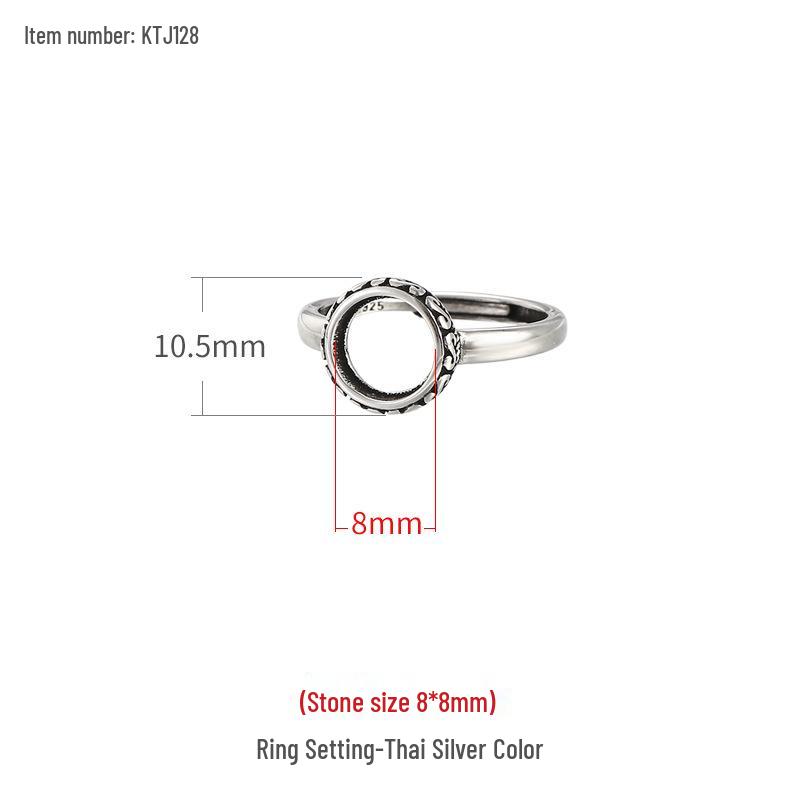 

Серебро 925 Унисекс Оправа для кольца с янтарем - Круглая 10x10, 8x8, 13x13, 14x14 Adjustable