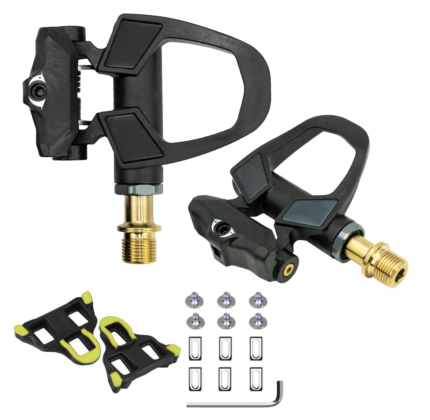 

Thinvik Alloy Clipless with Compatible with Road Bikes Carbon/Titanium Pedals, SPD-SL Compatible, Ultra-Lightweight (202g), Cleats, (53mm) чорний