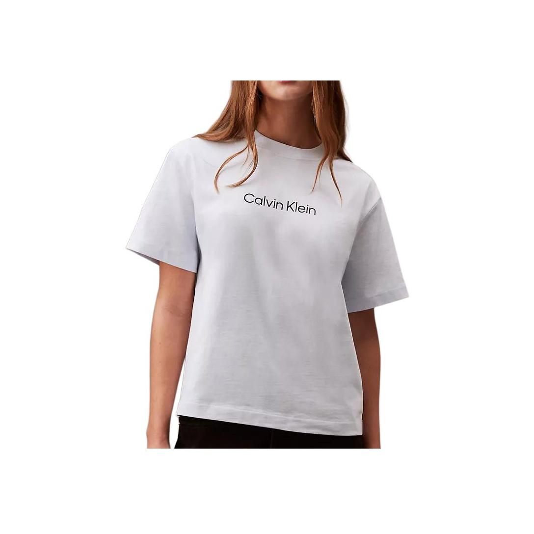 

Calvin Klein Футболка с коротким рукавом в стиле минимализма Loose Letter, женские топы Ancient-Water 40WP113-451 S