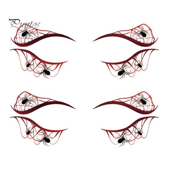 Cosmetic Transfers for Adults 2 Pairs Halloween Eye Tattoo Stickers, Waterproof Temporary Face Decals with Ghostly Decorations Pumpkin Bat Spider Web,