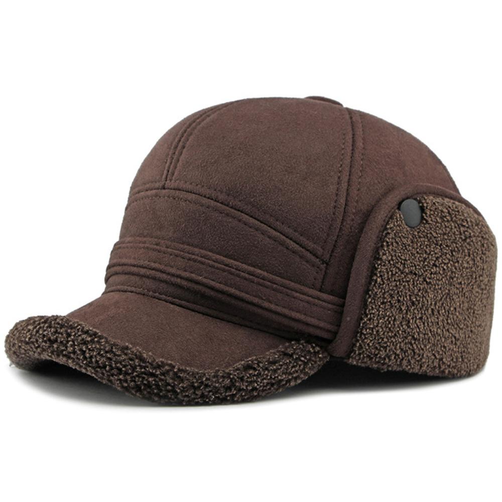 

HT4411 High Quality Suede Baseball Cap Thick Warm Autumn Winter Cap Baseball Hats for Men Fleece Lined Male Grandfather Dad Hats L 60cm кавовий