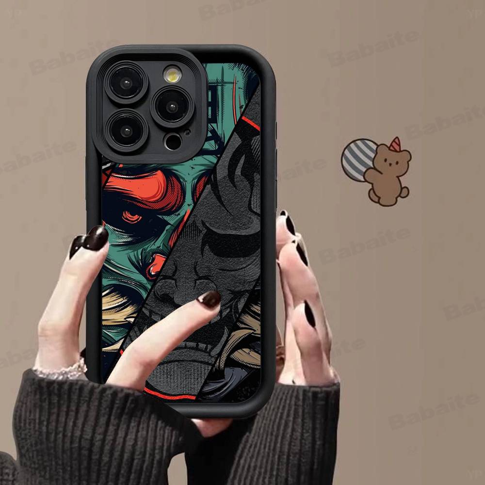 Japonia Twarz Ducha Samuraj Etui na Telefon Dla IPhone 17 16 15 13 11 12 14 Pro Max Plus Silikonowa Osłona