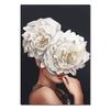 Canvas Painting Nordic Wall Art Posters Woman Head With Flowers Fashion Lady Portrait Picture Home Bedroom Decoration (No Frame)