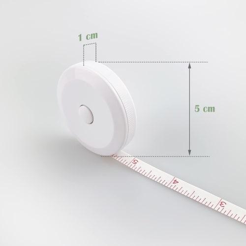 White & White Double-Sided Measuring Tape, 150cm/60in, Automatic Rewind with Rewind Button, Measuring Tool for Chest, Cup, and Waist Measurements, Tai