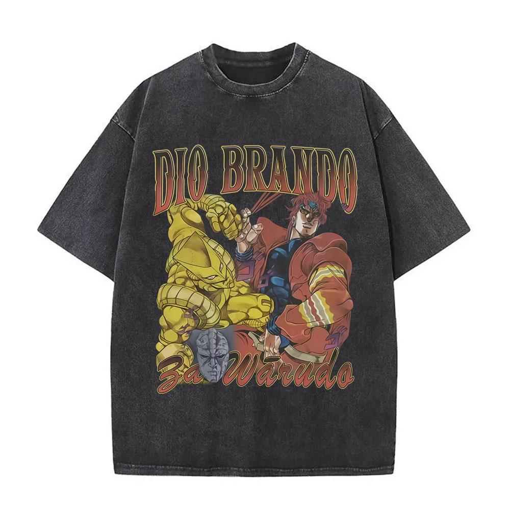 

Washed Vintage Anime JoJos Bizarre Adventure Golden Wind Iggy Graphic Tshirt Men Casual Oversized T Shirt Male Cotton Tshirts S