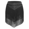 Womens Salsa Dance Costume Elastic Waist Tiered Tassel Skirt Latin Performance Competition Outfit Party Wear