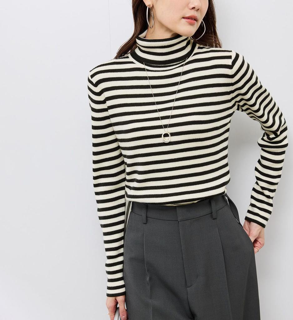 ROPE PICNIC Rib Turtle Knit F Anti-Pilling Pullover/Easy Care, Off-White (17)