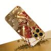 Red Gold Koi Pattern Gold Metallic Paint Glass Phone Case For iPhone 17 Pro Max 11 12 13 14 15 16 Pro 14 Plus 17 Air 16E Cover