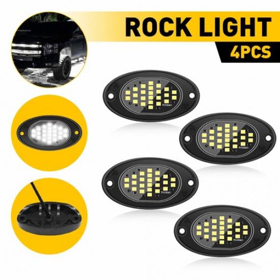 Комплект белых светодиодных роковых фонарей для JEEP, внедорожного грузовика, квадроцикла, UTV, подсветка под кузовом, подсветка колес K 1SET-4pcs