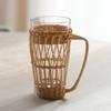 Rattanowy kubek z uchwytem retro szklany tkany kubek gospodarstwa domowego kubek do mleka śniadaniowego izolowany termicznie kubek do wody