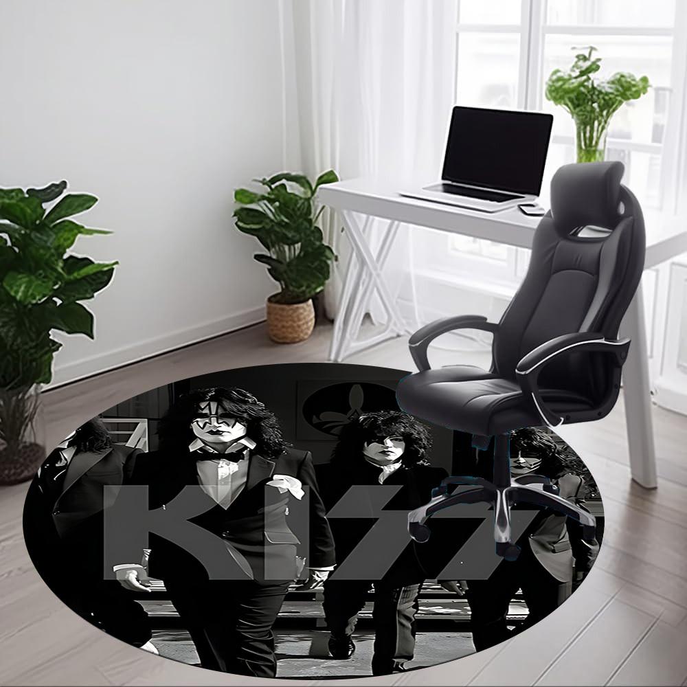 1pc KISS Band Office Round Area Rug, Under Office Chairs Bedroom Living Room Home Decor A1016305