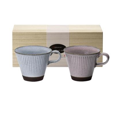Mino Ware Pair Mugs, Set of 2, Approx. 320ml, Microwave Safe, Sunny Day, Four Seasons, Spring, Wooden Box, Perfect Gift, Made In Japan, HDM-3053A