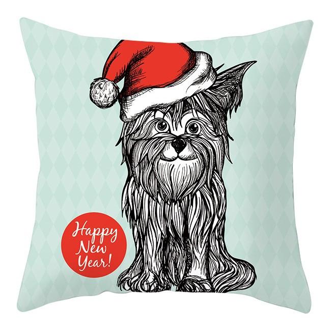 Cartoon Christmas Dog Car Pattern Pillow Case Festive Home Decoration Office Car Cushion Pillow Case