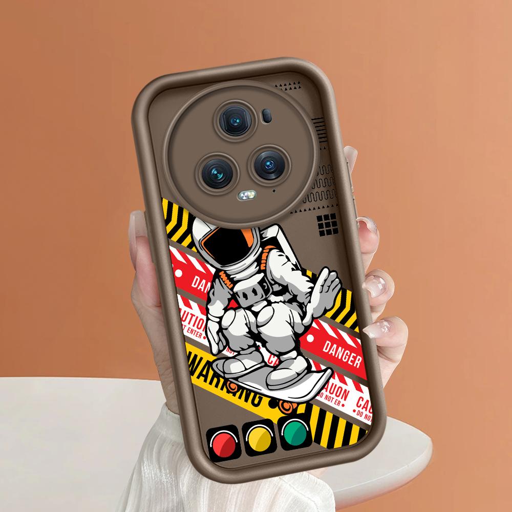 

Мягкий силиконовый квадратный чехол с рисунком лестницы для телефона, полное покрытие, противоударный защитный резиновый чехол для камеры для Huawei Honor Honor X50I коричневый