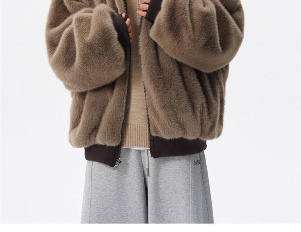 Trendy Reversible Faux Rabbit Fur Men's Winter Jacket: Cool, Warm, Retro Hooded Cotton Coat for Couples