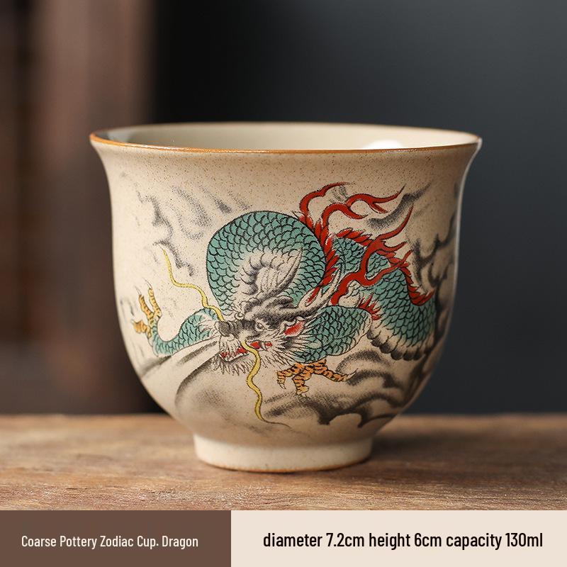 Hand-Painted Zodiac Tea Tasting Cup Set - Retro Style Chinese Handmade Master Cups