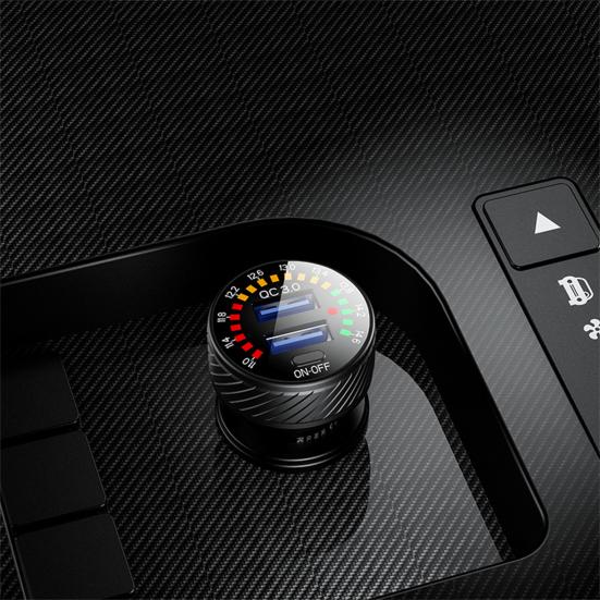 USB Charger with Voltmeter Scale Display Fast Charging Heat-resistant QC3.0 USB Car Phone Charger for Car