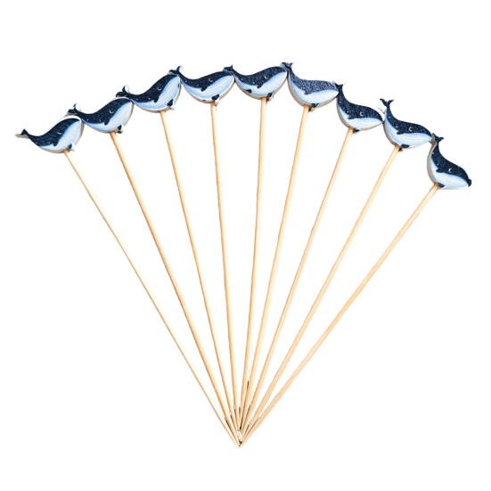 100PCS Disposable Fruit Tags, Crabs Octopuses Dolphins Decor Bamboo Skewers, with Sharp Tip Cocktail Sticks, for Pool Parties Restaurants Banquets