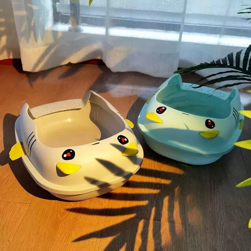 Semi-Enclosed Detachable Cat Litter Box with Anti-Splash Design and Shovel