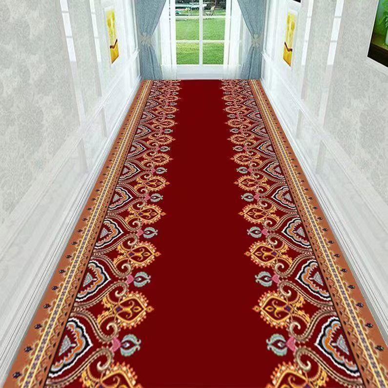 Classical Corridor Carpets Hallway Decor Chinese Style Long Runner for Aisle Passageway Decoration Home Red Carpet Washable Mats