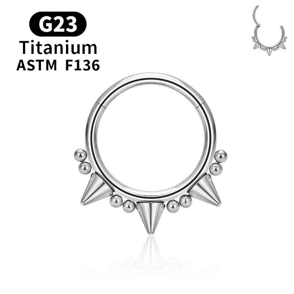 Inele Clicker Septum Spike Titan F136 G23 16G Inele Piercing Septum cu Balama Inele Nas Cercuri Cartilaj Helix Tragus Cercei Bijuterii Body