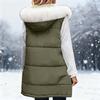Women's Long Vest Plain Sleeveless Hood Winter Vest Outwear Jacket Lightweight Warm Coat Outerwear