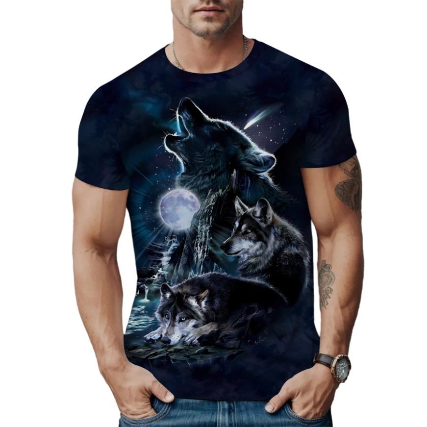 Tiger Lion Wolf Animals Pattern Men Summer Sportwear T-shirts O Neck Short Sleeve 3d Printed T Shirt Casual Breathable Tops