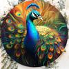 Colorful Peacock Round Metal Tin Sign D Flat Printing Vibrant Bird Art Wall Plaque For Home Decor