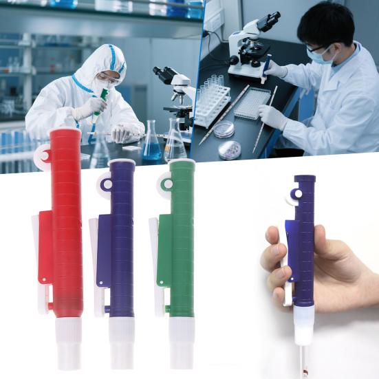 Wissenschaftliche Pipettenpumpe mit Daumenrad, präzise 2 ml (blau), 10 ml (grün), 25 ml (rot), Laborpipette