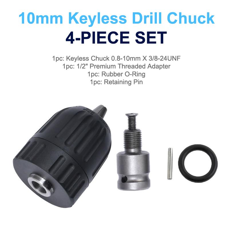 1 Set Bohrfutteradapter 3/8"-24Unf Schlagadapter 1/2" Vierkantantrieb Metall Präziser Bohrfutterkonverter