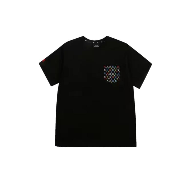 MLB Old Flower T Shirts Unisex Black Crew Neck Moderate Straight Fit 31TSM3131-50L L