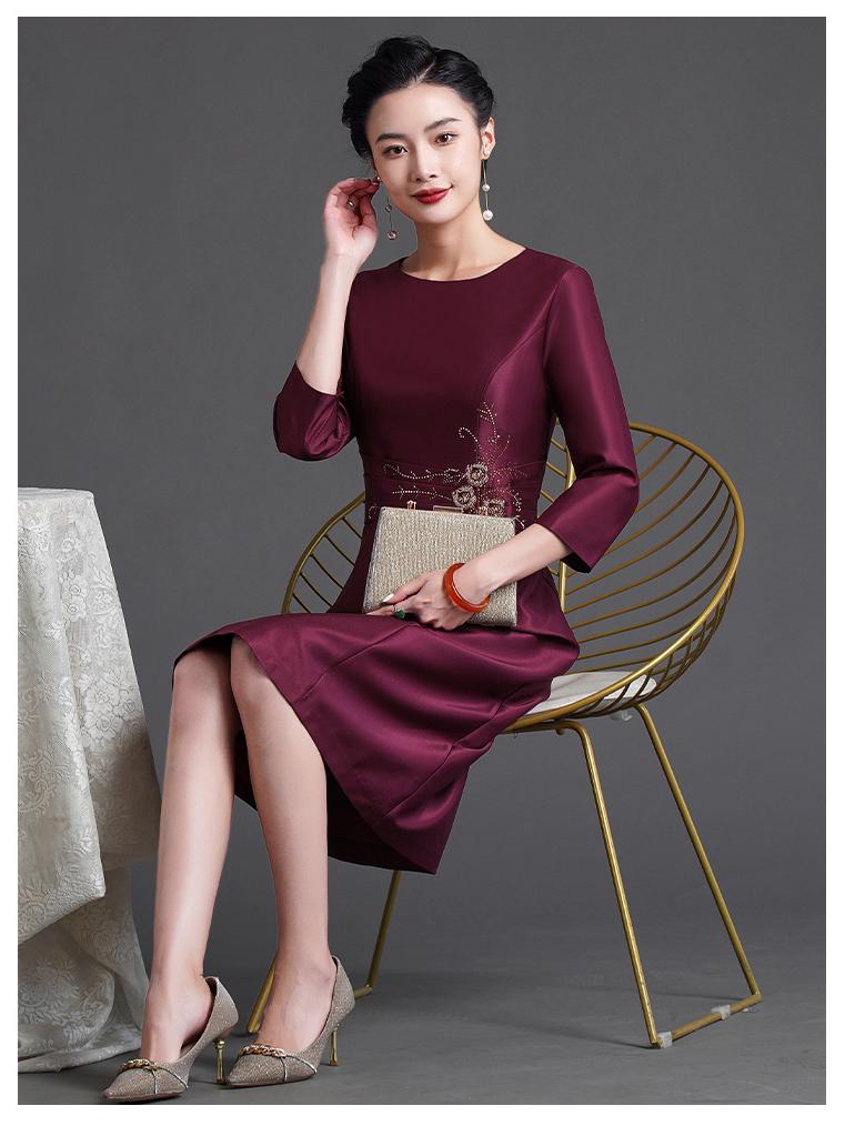 L10486 Spring High-End Plus Size Mother of the Bride A-Line Slimming Dress