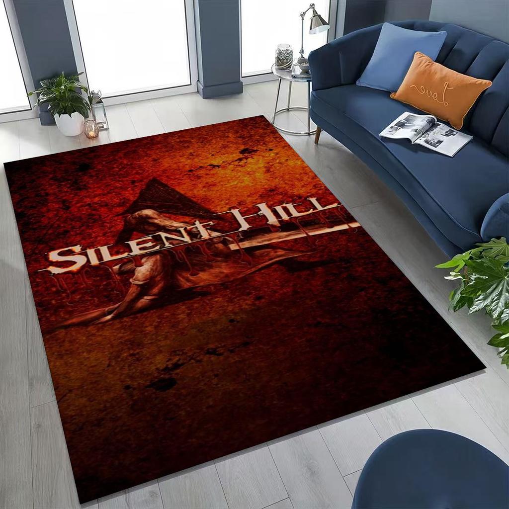 Klassisches Silent Hill Horror Game Filmkunst Teppich für Schlafzimmer Wohnzimmer Sofa Heim Fußmatte Dekor,Große Kinder Spiel Rutschfeste Bodenmatte