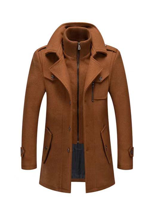 Men's Business Woolen Coat - Double Collar, Autumn/Winter Fashion Outerwear
