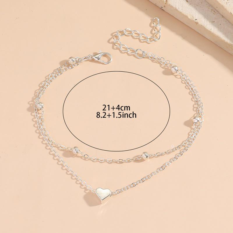 Trendy Double-Layer Heart Anklet: Stylish Beach Jewelry for Women