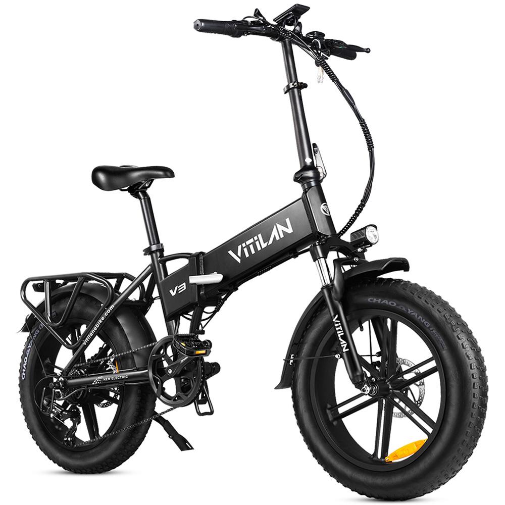Electric Bicycle Vitilan V3 1200W Peak Motor 20" Fat Tire Foldable Electric Bike For Adult 48V 13AH LCD Display 7 Speed