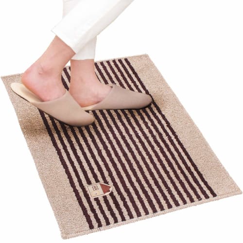 Oka Casa Washable Mat, Brown, Approx. 45cm x 60cm (Washable, Natural, for Bathroom Use)