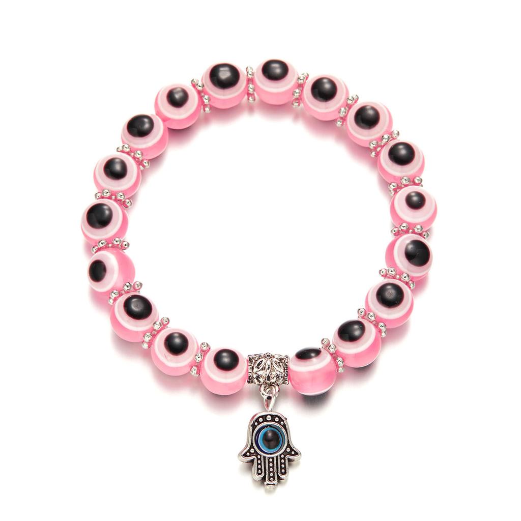 Lucky Turkish Evil Eye Beaded Bracelet 2026 New Design Colorful Eyes Fatima Hand Pendant Bracelets For Women Men Couple Jewelry
